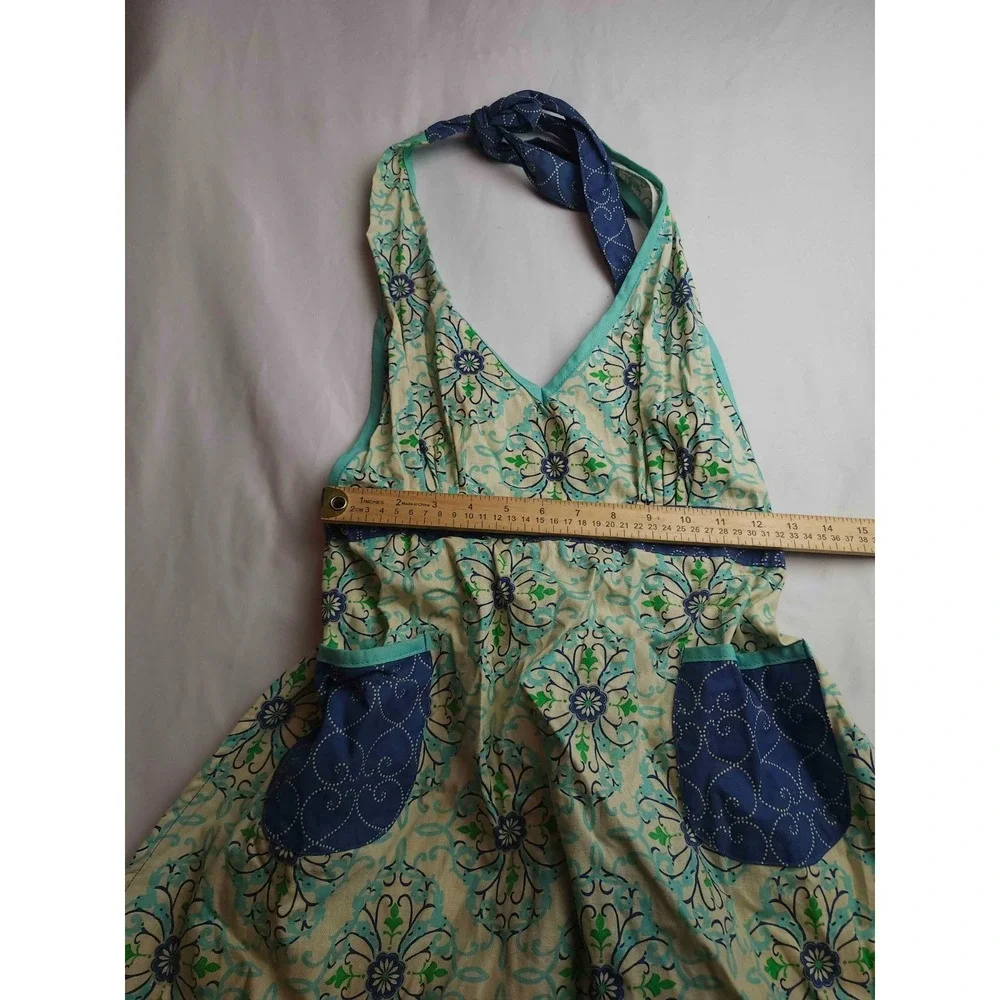 Now Designs Halter Apron Women Size One Size Blue Floral Woven Cooking Kitchen